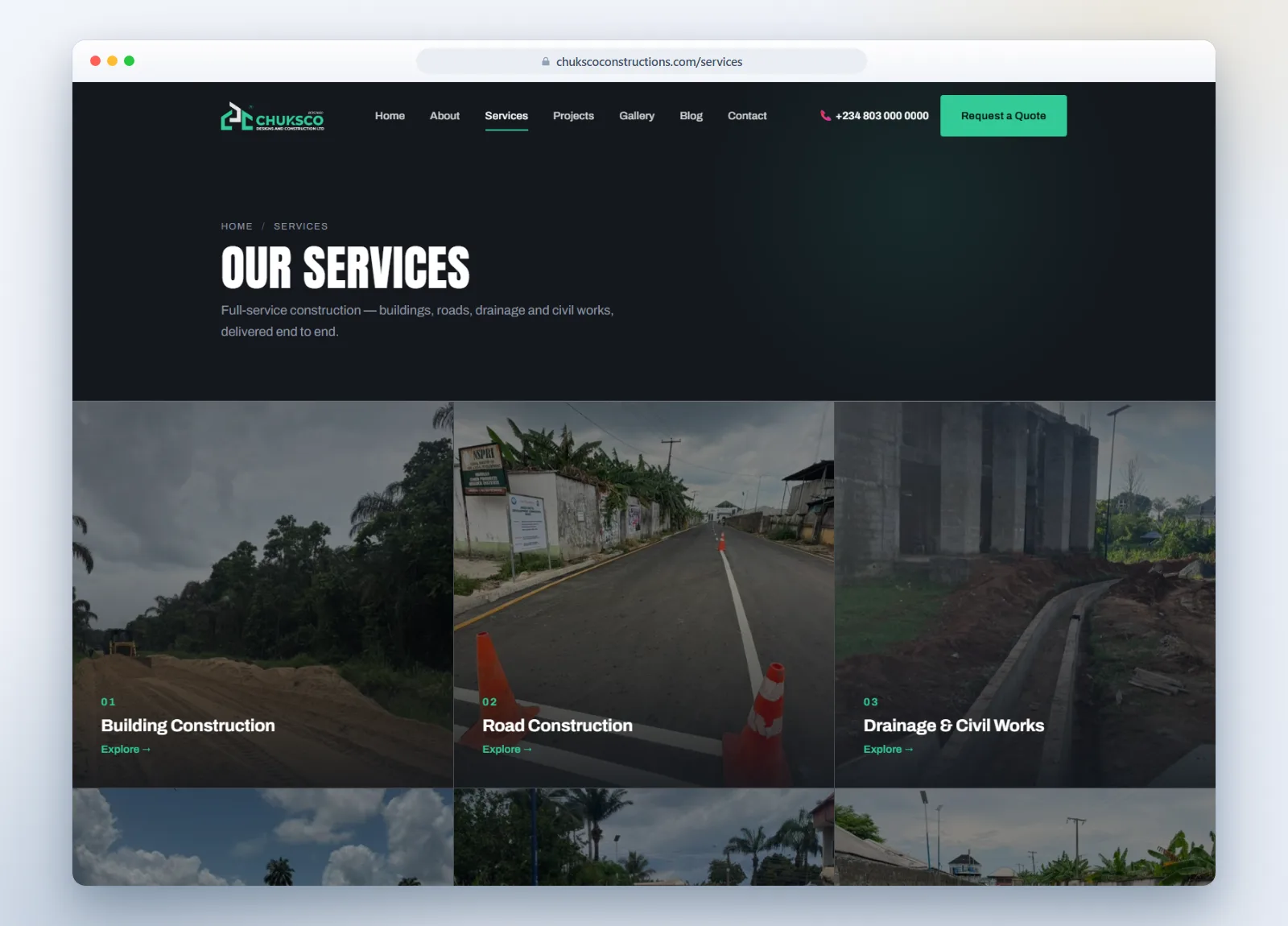 Services — building, roads and civil engineering