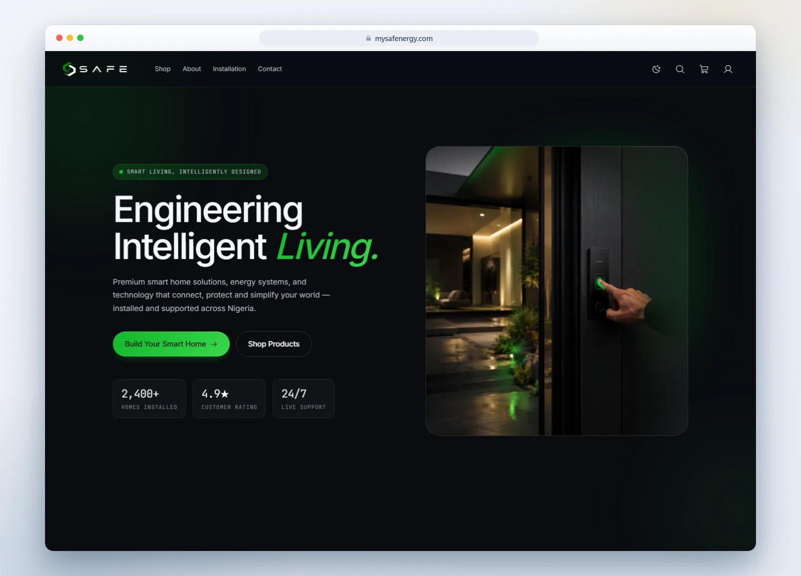 SAFE — Engineering Intelligent Living homepage