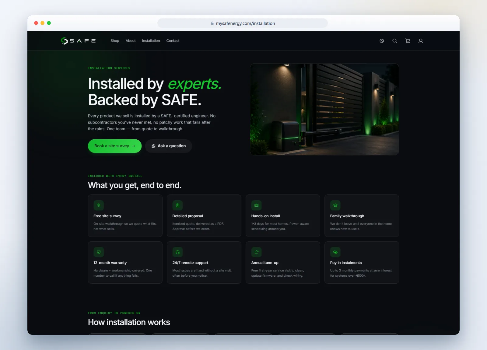 Professional installation journey